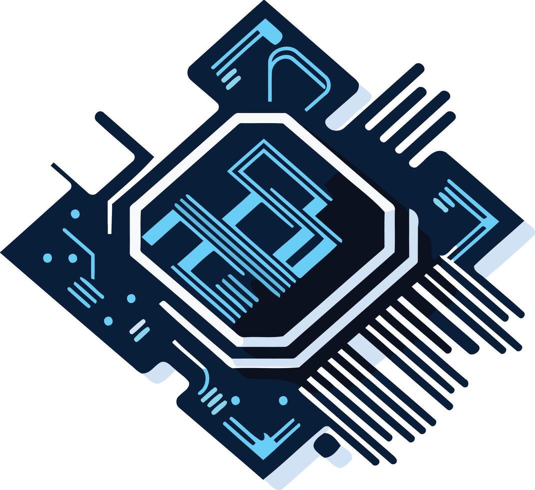 Abstract futuristic circuit board with a glowing blue element vector