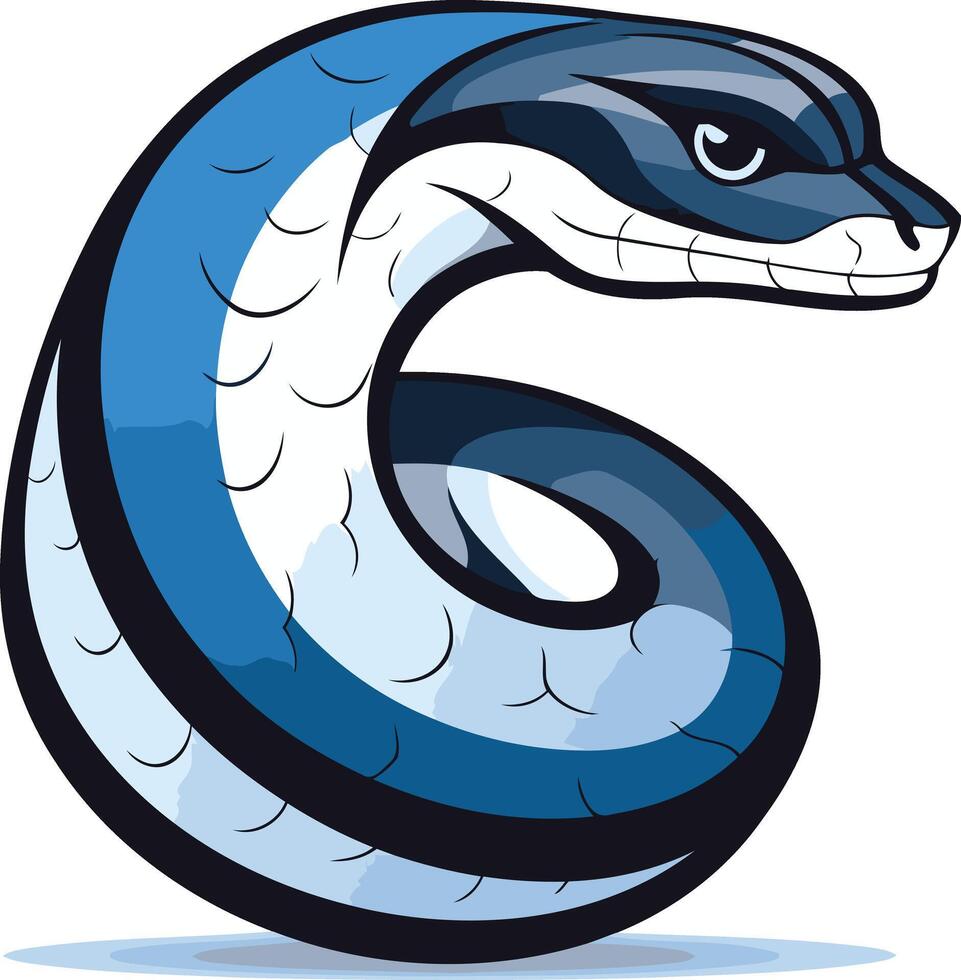 Cartoon Illustration of a Blue Snake vector
