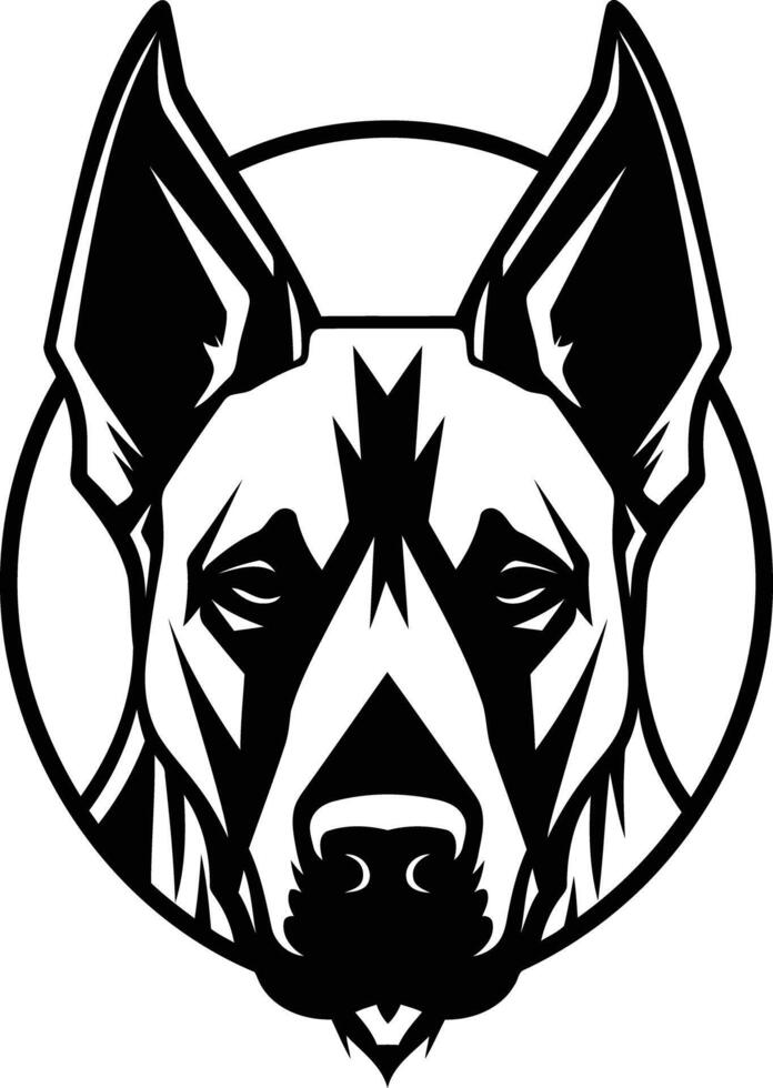 A bold and graphic illustration of a dog's head, perfect for branding, t shirts, and more vector