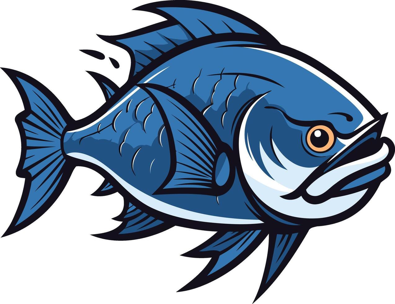 Blue Fish Illustration with Sharp Fins vector