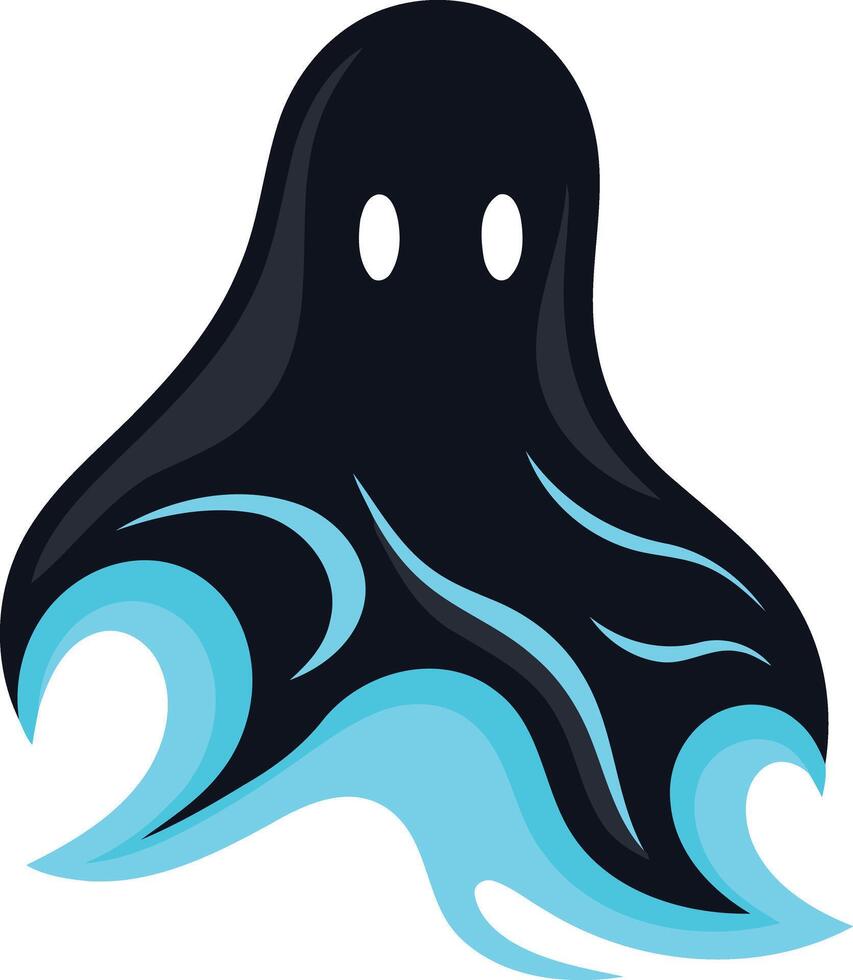 Cartoon Ghost with Blue Flames vector