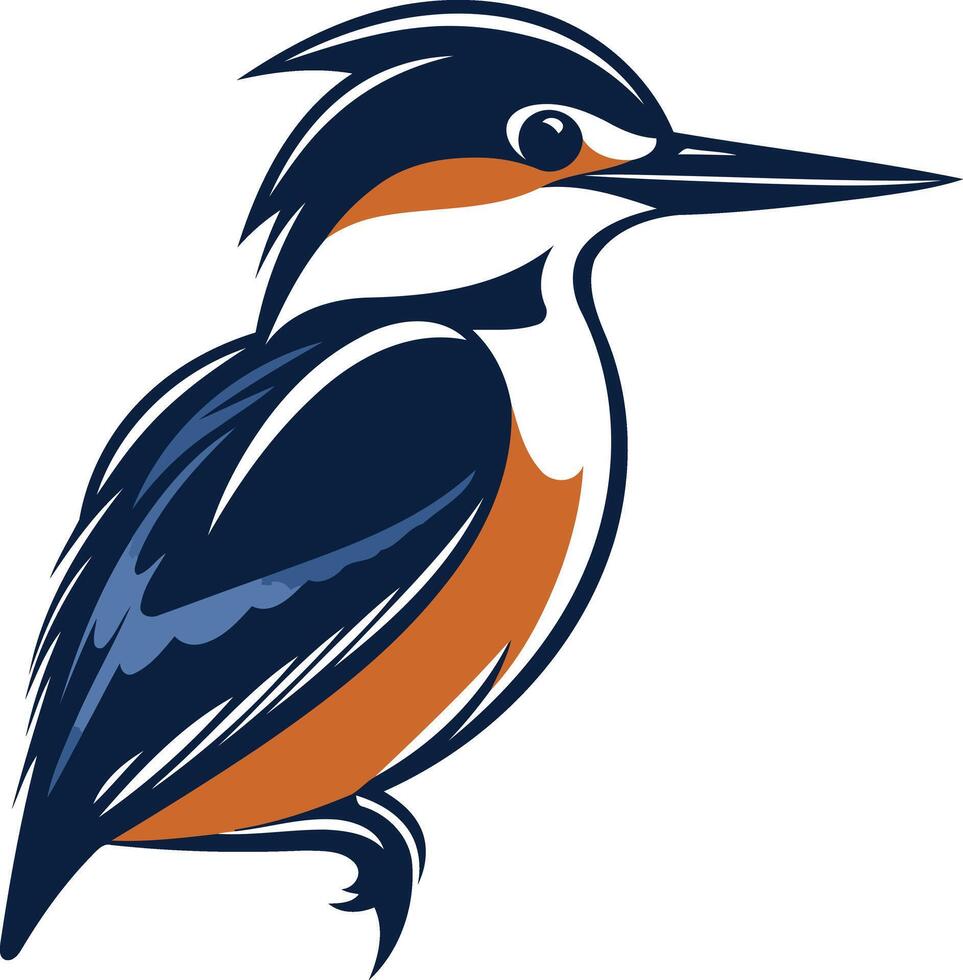 A Blue and Orange Bird Illustration vector