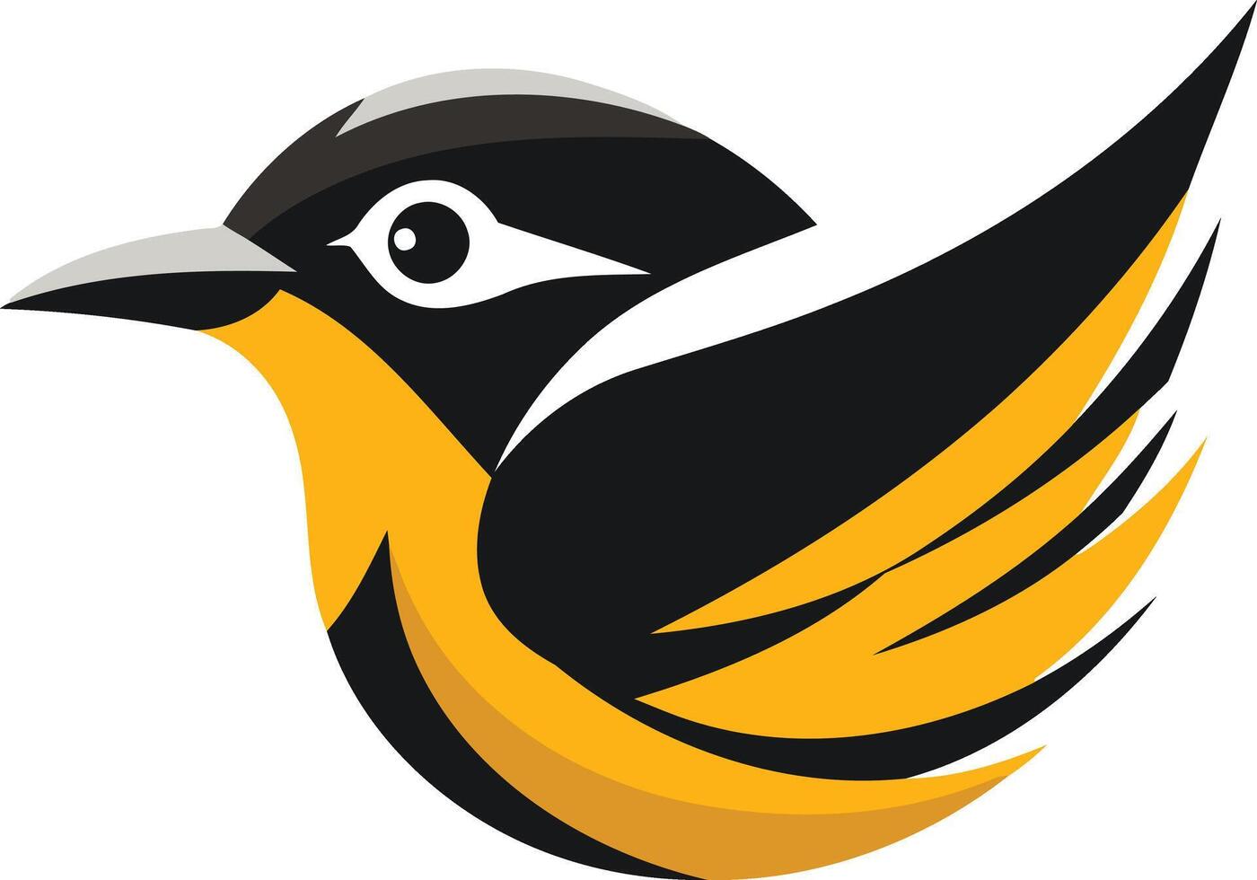 Black and Yellow Bird with Spread Wings vector