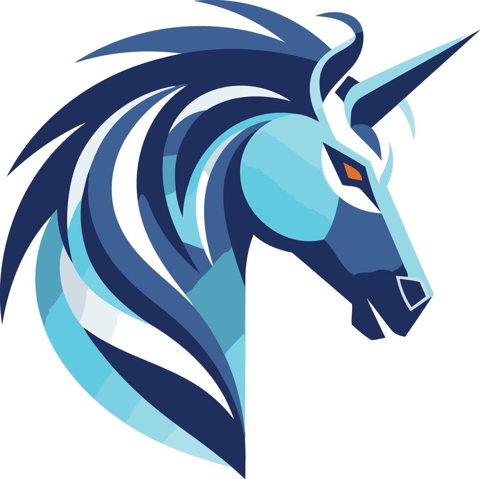 Stylized Blue Unicorn Head vector