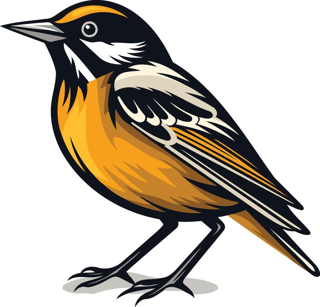 Yellow Bird with Black and White Accents vector