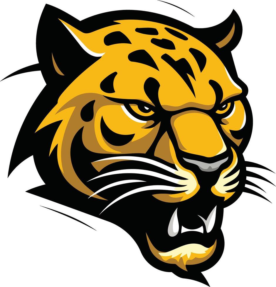 Aggressive and powerful jaguar mascot head logo vector