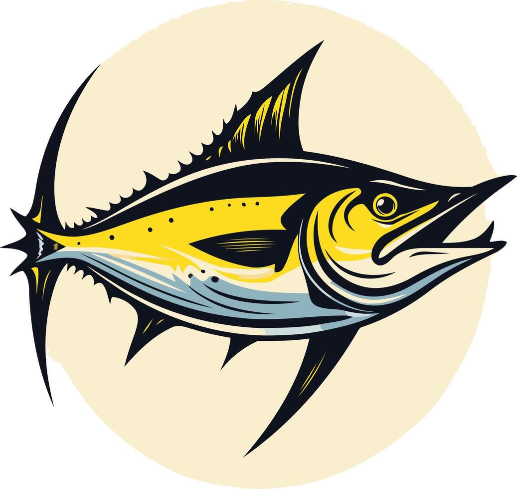 A bold and stylized illustration of a tuna fish, perfect for branding, logos, and fishing related designs vector