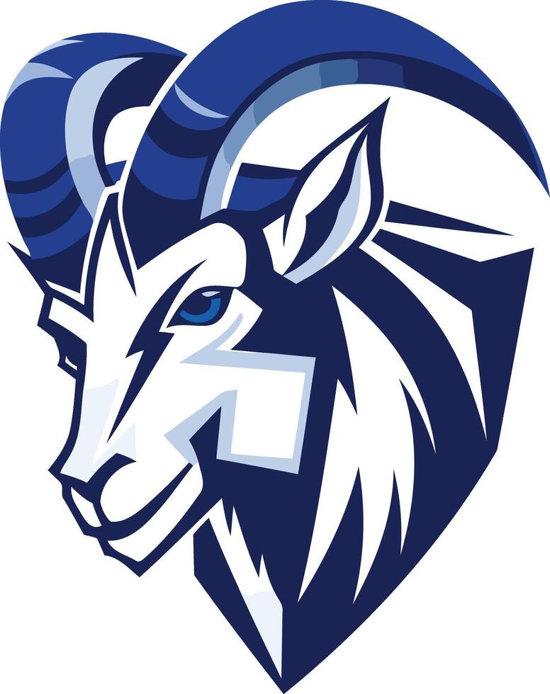 A bold and dynamic logo featuring a stylized ram's head, perfect for sports teams, businesses, and organizations seeking a strong and confident identity vector