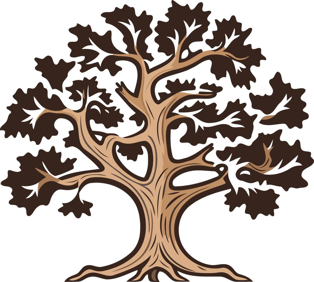 Stylized Illustration of a Tree with Brown Foliage vector
