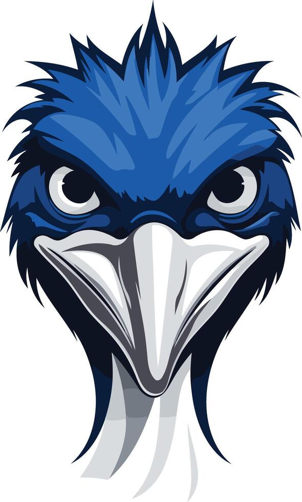 A powerful and fierce emu head graphic vector