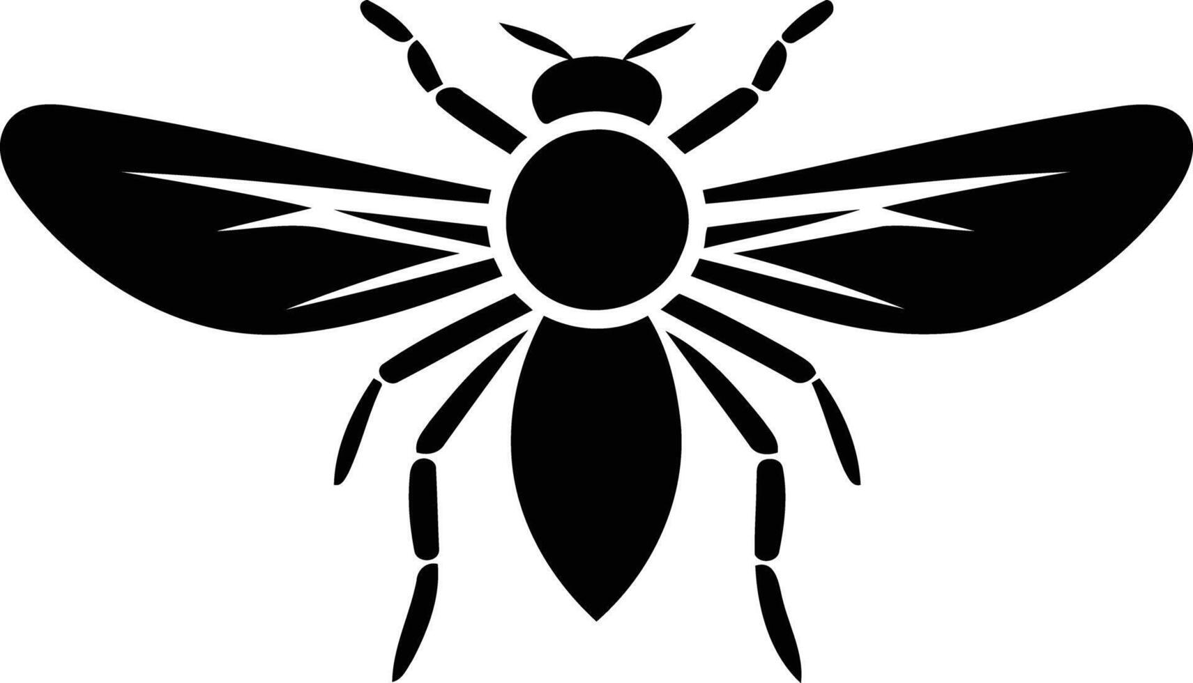 Simple black and white element illustration of a stylized bee silhouette vector