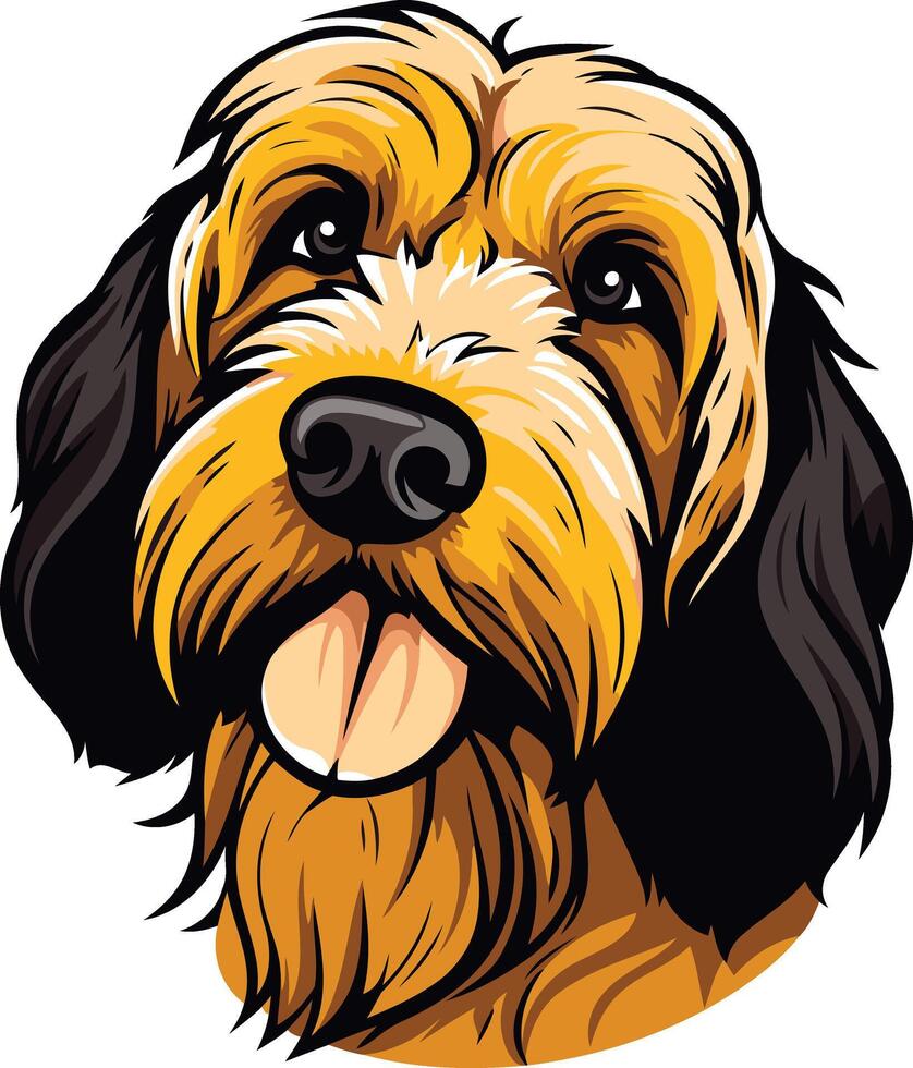 A friendly, cartoon style illustration of a happy dog with floppy ears and a big, goofy smile vector