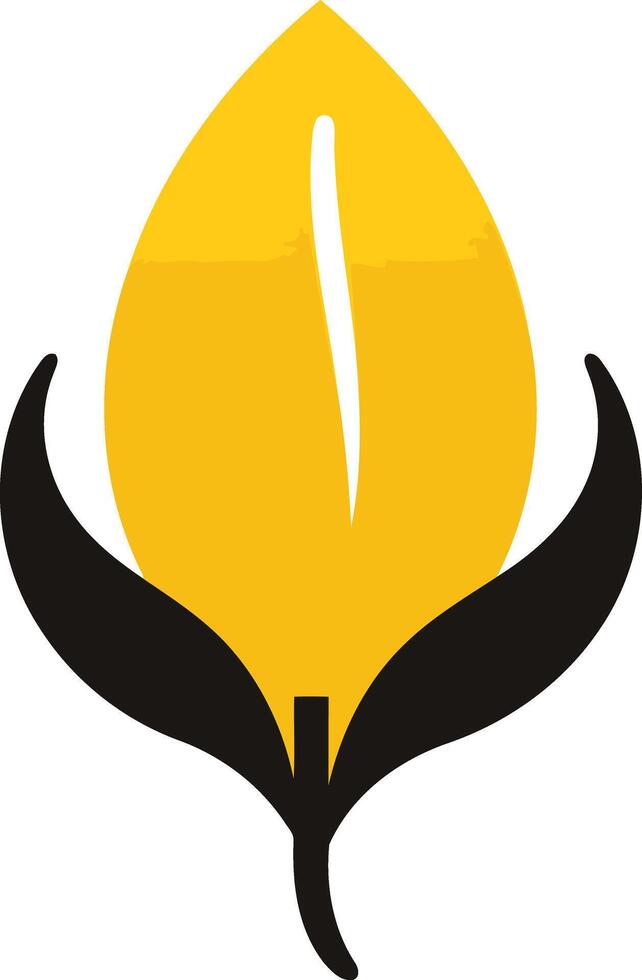 Abstract flower logo design featuring a yellow petal with black stems vector
