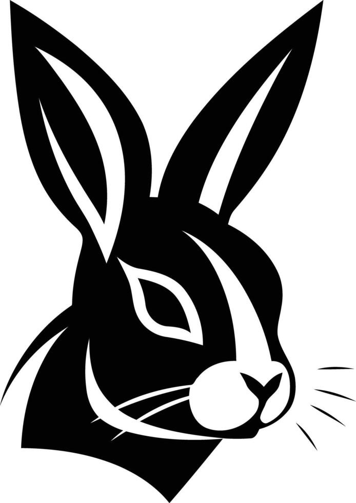 Bold and stylized black and white rabbit head logo, ideal for branding or graphic design projects vector