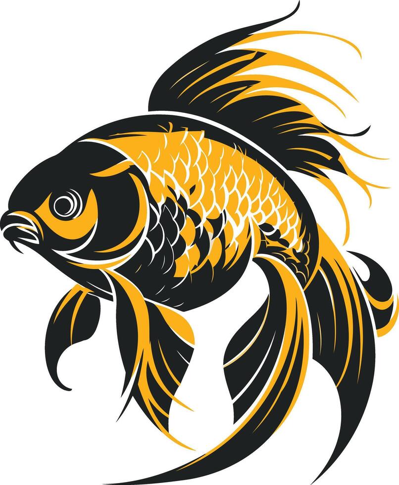 Stylized black and gold fish design vector
