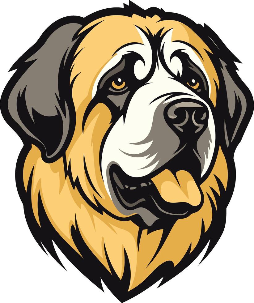 A friendly and lovable saint bernard dog with a big smile and tongue out vector