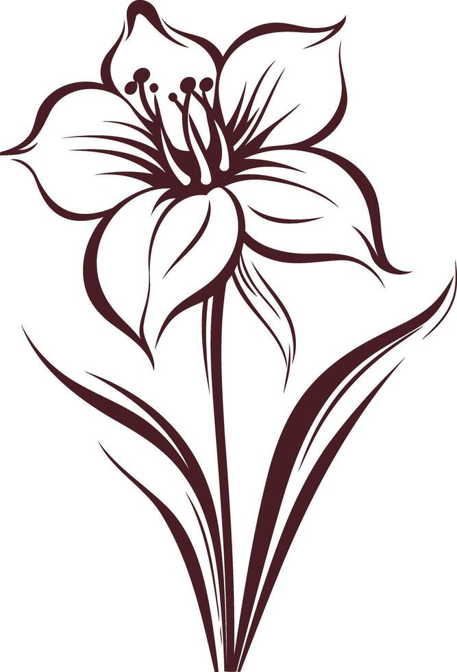 Elegant line art illustration of a single lily flower, perfect for adding a touch of nature to your designs vector