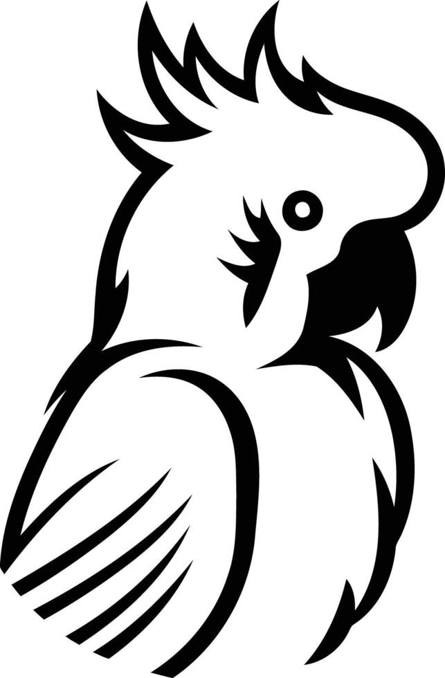 Black and White Illustration of a Cockatoo vector