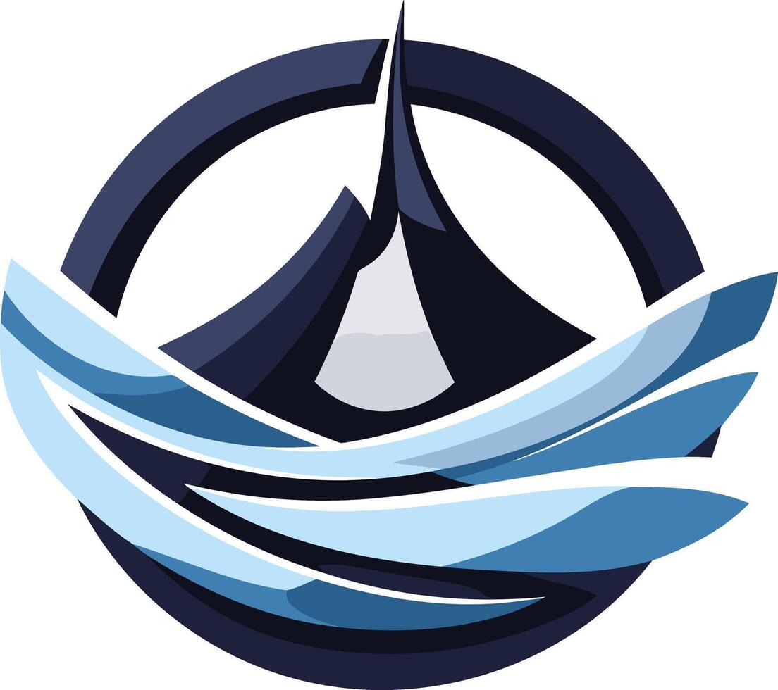 Abstract Logo with Mountain and Waves vector