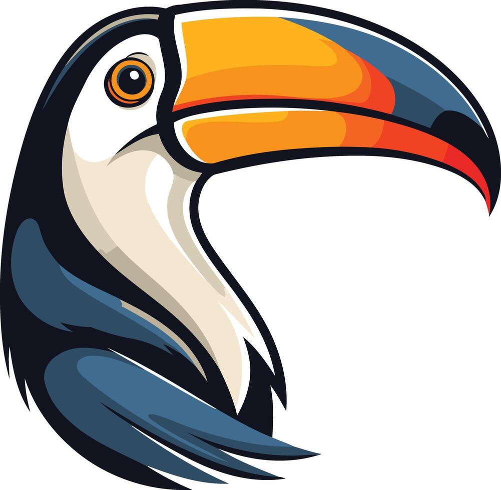 Toucan with Orange and Blue Feathers vector
