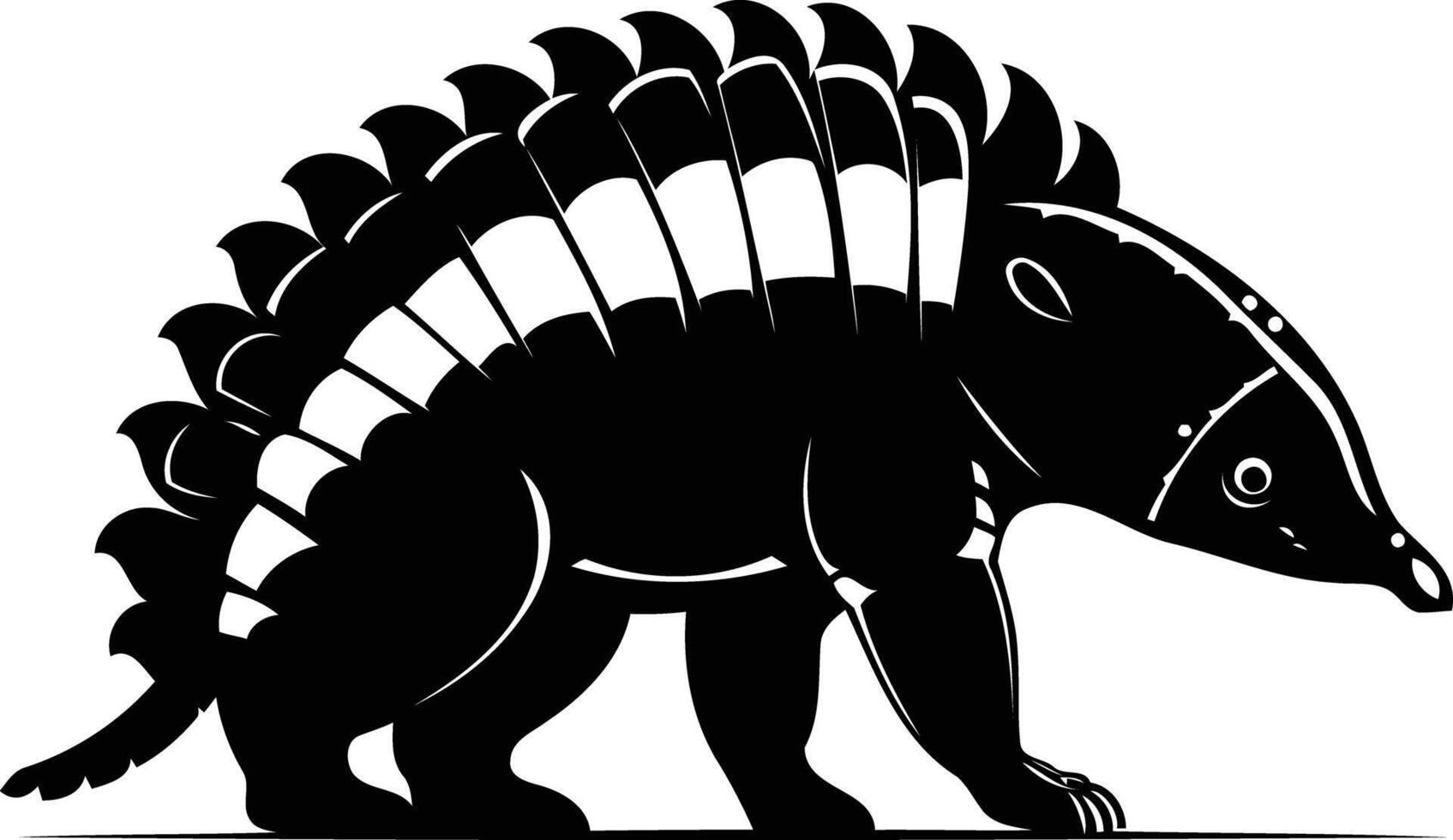 A striking silhouette of an armadillo, showcasing its armored back and distinctive snout vector