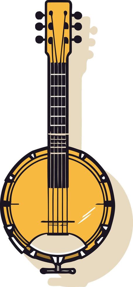 A simple, clean illustration of a banjo, perfect for use in music related projects, website design, or social media vector