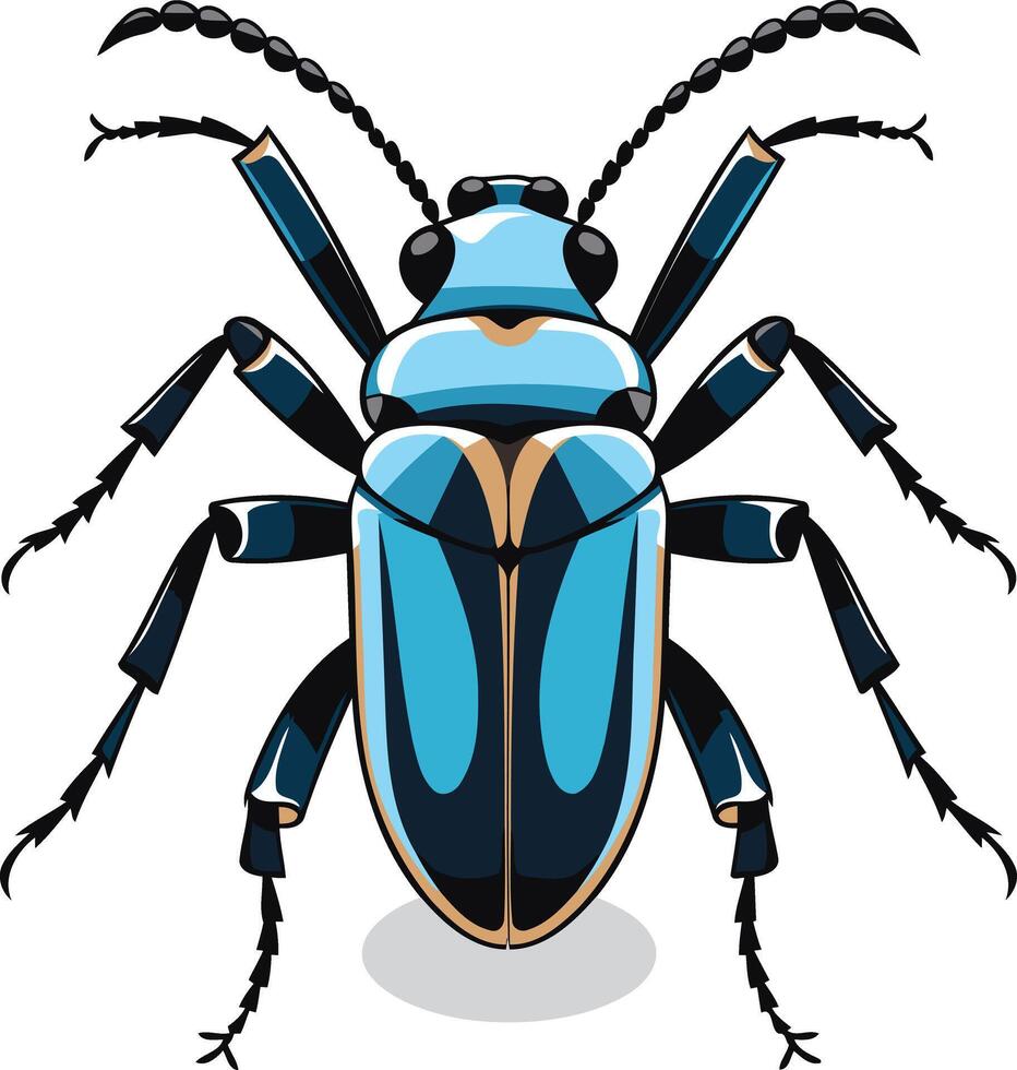 Vibrant blue and black beetle illustration, perfect for kids' books, nature magazines, or environmental projects vector