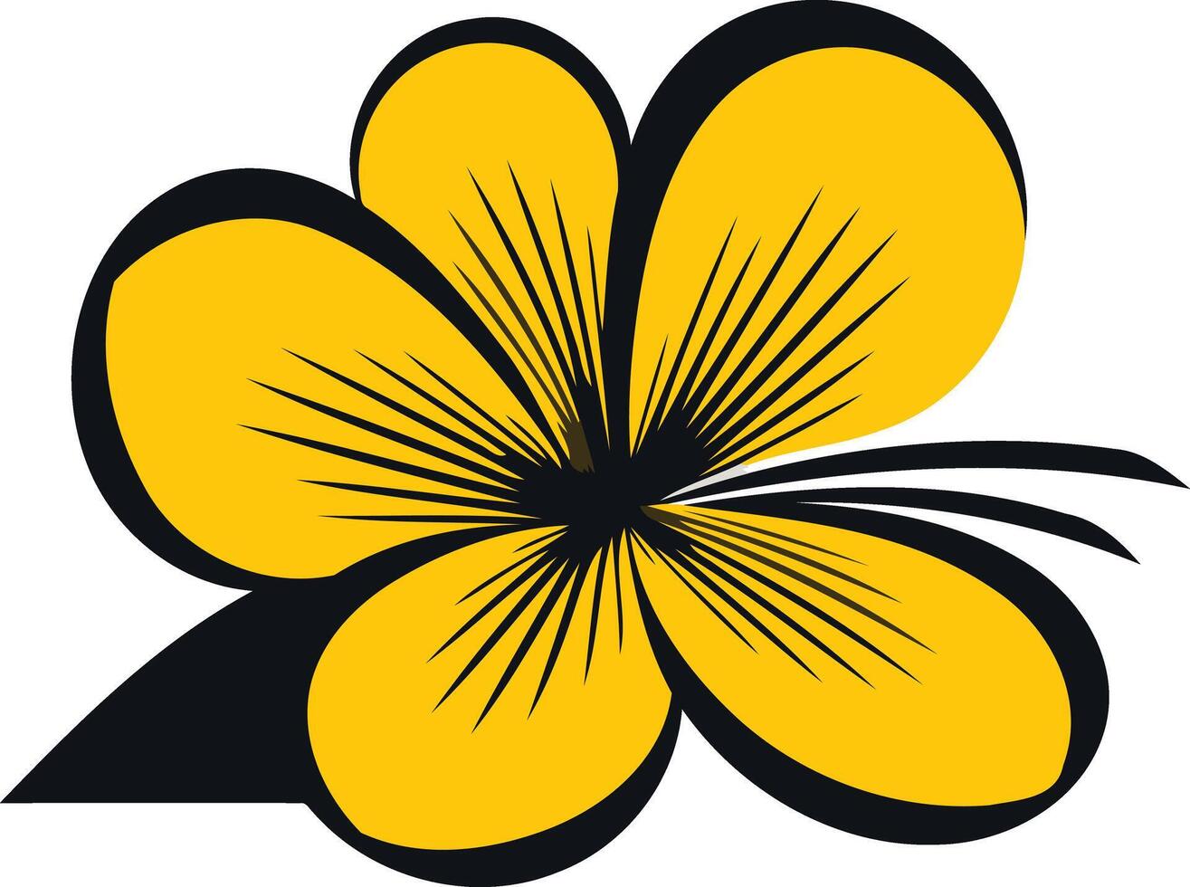 Yellow Flower with Black Outline vector