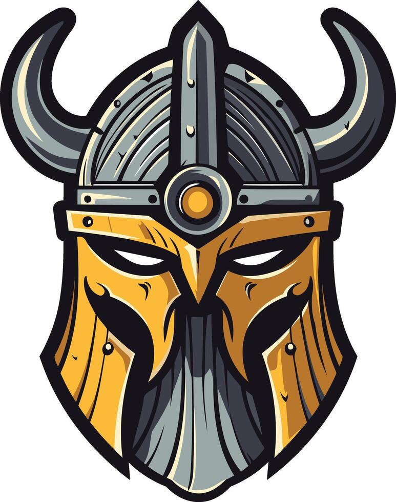Fierce viking helmet illustration, perfect for gaming logos, esports teams, or any project needing a powerful, bold design vector