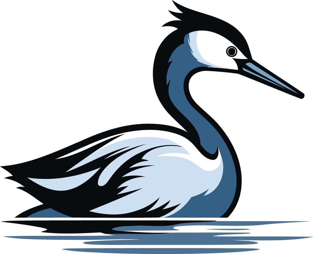 A stylized illustration of a great crested grebe, a sleek and elegant waterbird with a distinctive crest vector