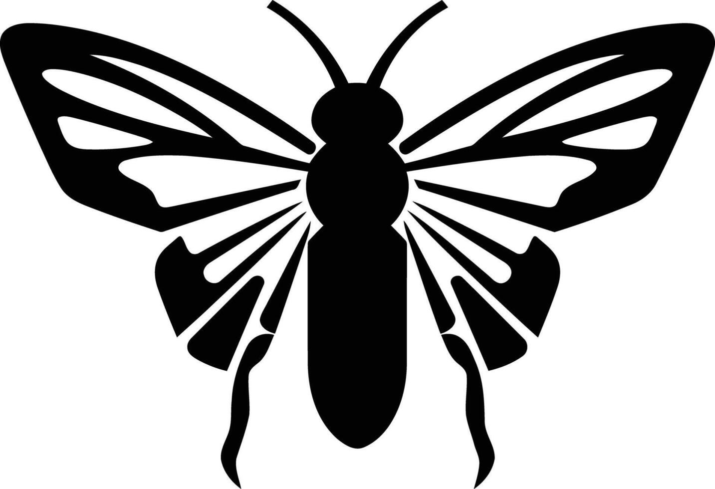 Simple, elegant black and white silhouette of a butterfly vector
