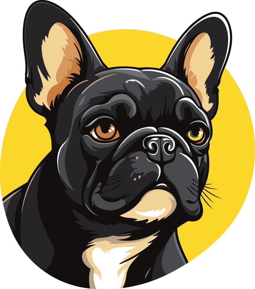 A charming illustration of a black french bulldog with a playful expression, perfect for pet related designs, social media posts, or branding vector