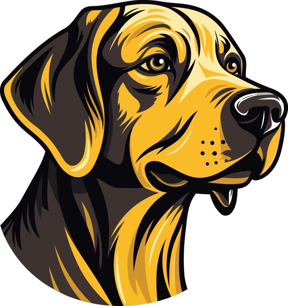 A friendly cartoon labrador retriever with yellow fur and black markings vector