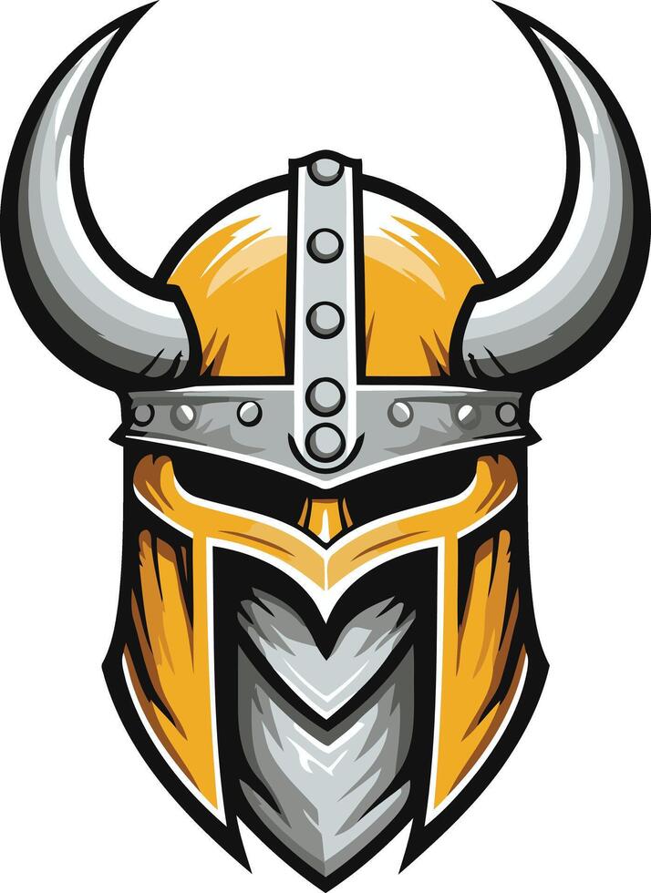 Bold and fierce, this viking helmet logo is perfect for gaming, sports, and more vector