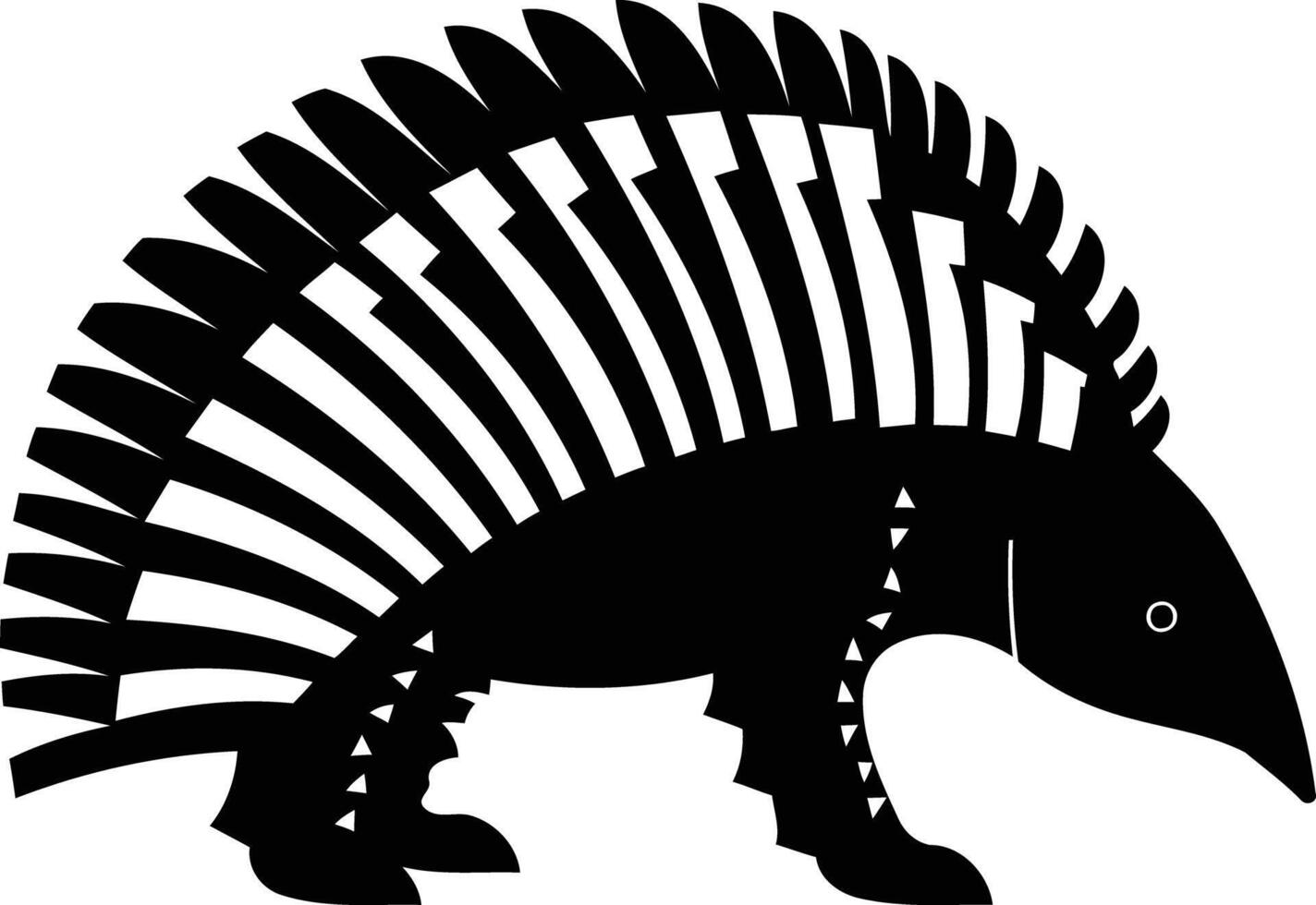 Stylized black and white silhouette of an armadillo vector