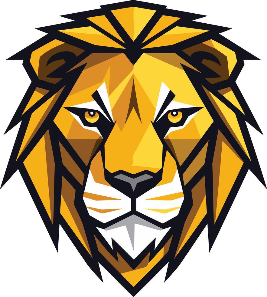 A bold, geometric lion head logo, perfect for a powerful brand needing a strong and fierce identity vector