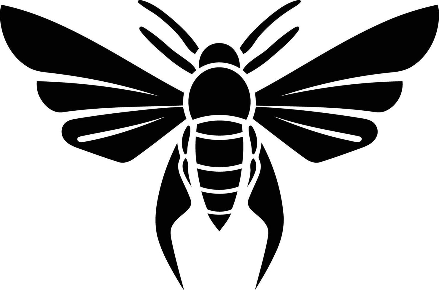 Stylized black and white moth silhouette vector