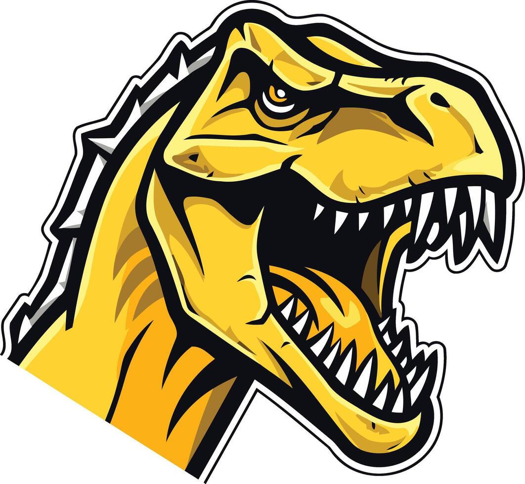 Fierce and powerful, this yellow t rex logo is perfect for a sports team, gaming brand, or anything that needs a touch of prehistoric power vector