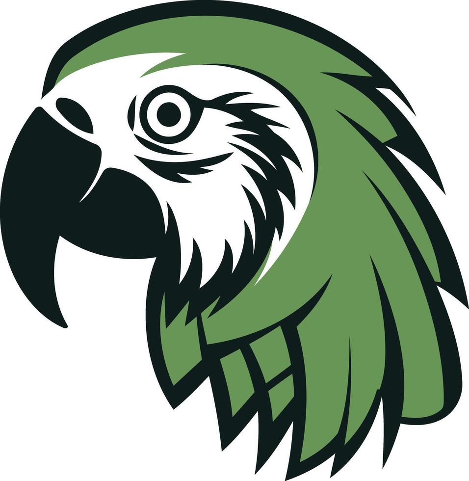 A bold and eye catching illustration of a parrot's head, perfect for branding, logos, and merchandise vector