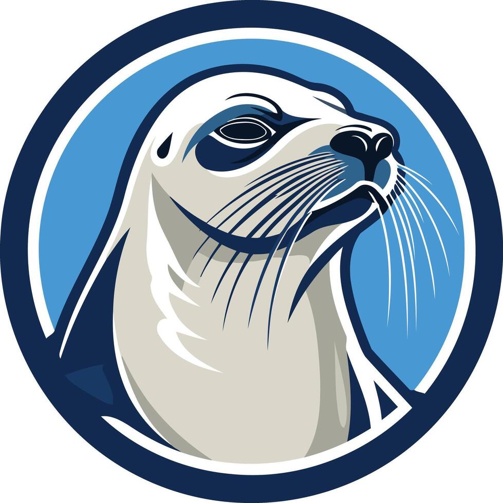 A bold, stylized illustration of a seal's head, ideal for logos, branding, or marine themed designs vector