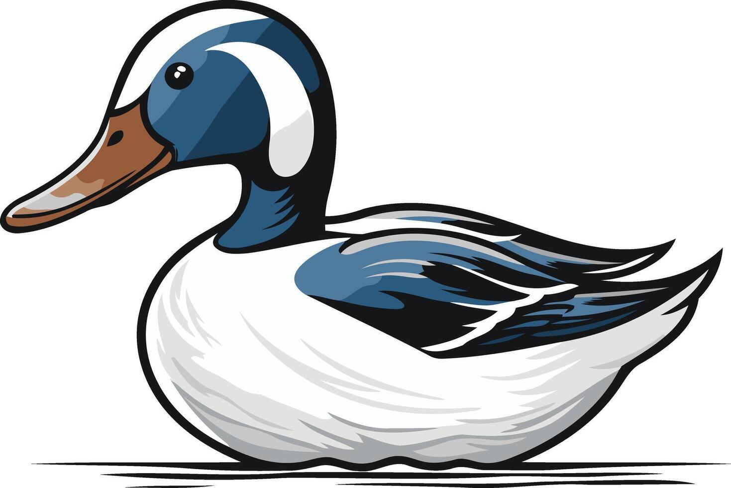 Cartoon Illustration of a Blue and White Duck vector