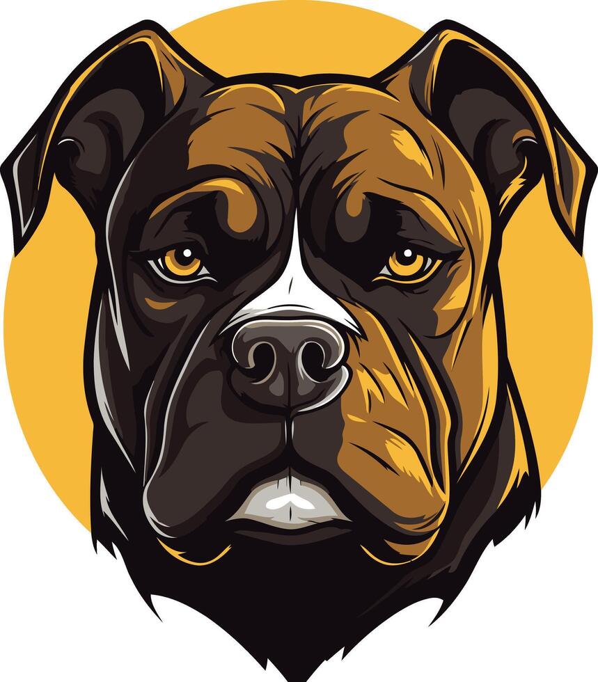 A fierce and powerful close up illustration of a bulldog's face vector