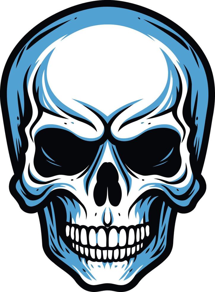 A bold, cartoon style skull with a blue outline, perfect for designs that require a cool, edgy vibe vector