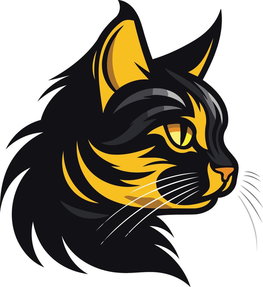 negro y oro gato cabeza ilustración vector