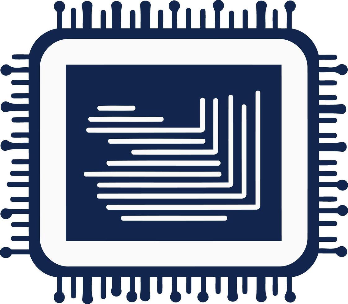Blue Microchip Icon Illustration vector