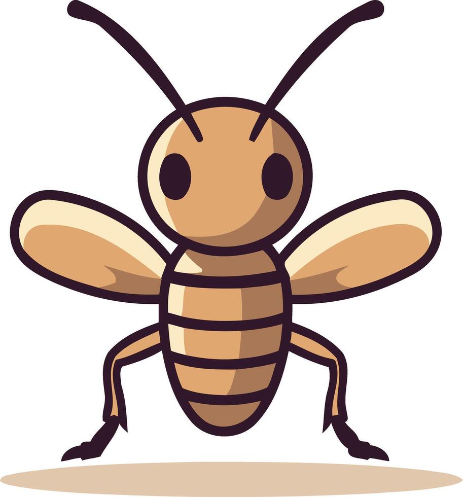 Cartoon Bee Illustration with Brown and Yellow Stripes vector