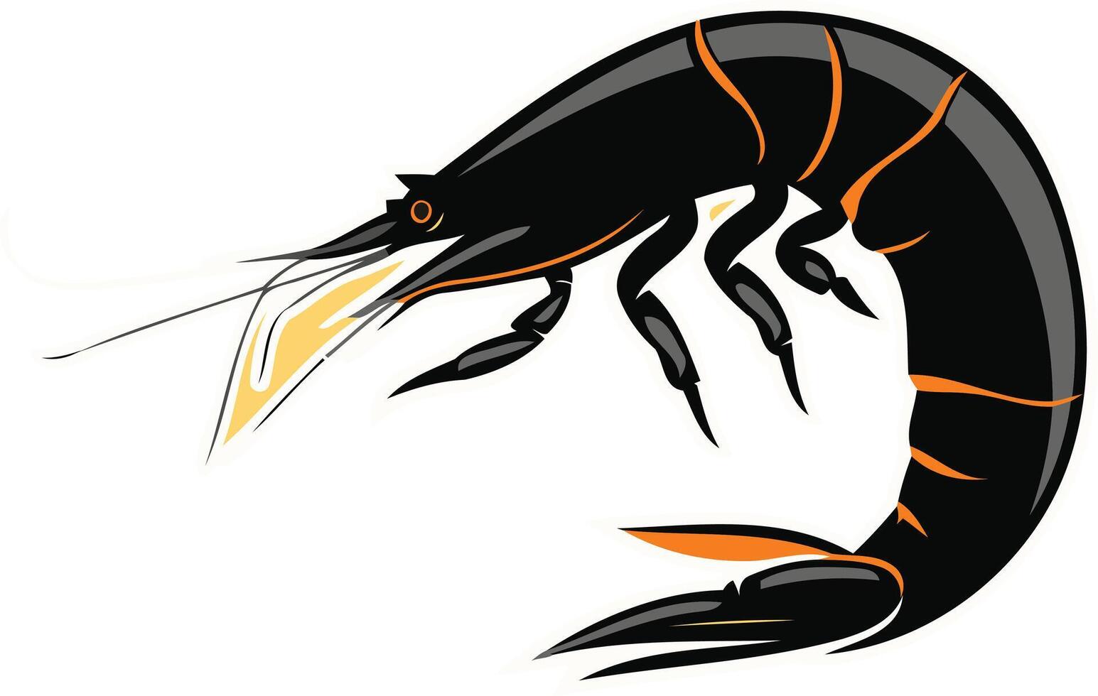 Black Shrimp Illustration vector
