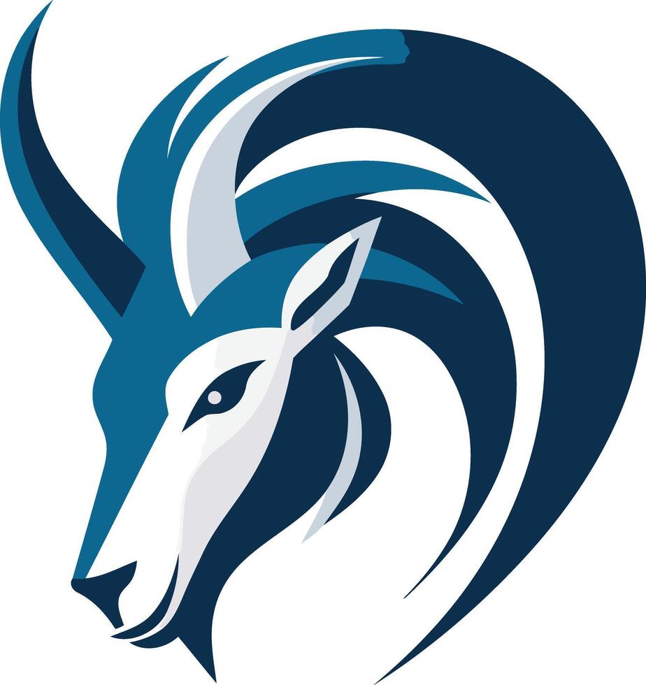 Abstract Design of an Ibex with Blue and White Colors vector