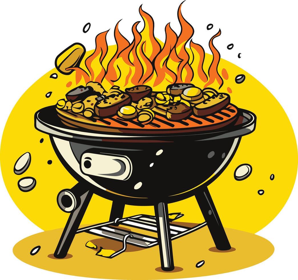 Cartoon Illustration of a Charcoal Grill vector