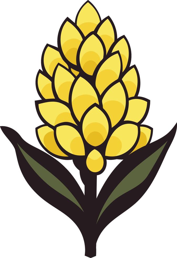 Yellow Flower with Green Leaves vector